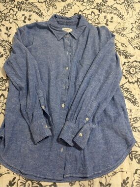 Linen Blue Button-Up Shirt